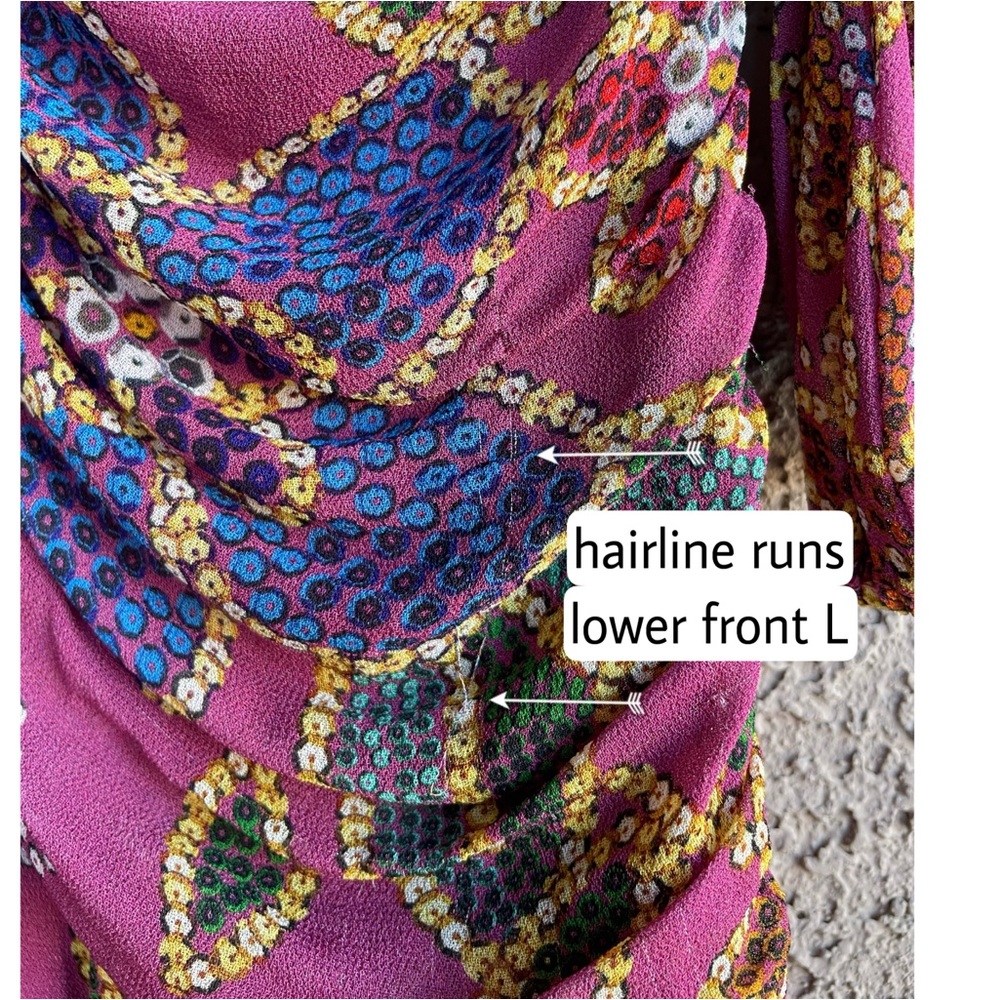 FARM RIO Mauve Pink Blue Floral Long Sleeve Plunging V Ruched Ruffle Mini Dress - Picture 11 of 17